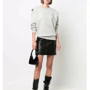 NWT IRO Paris Lusse Pleated Crewneck Sweatshirt Top Mixed Gray Grey S